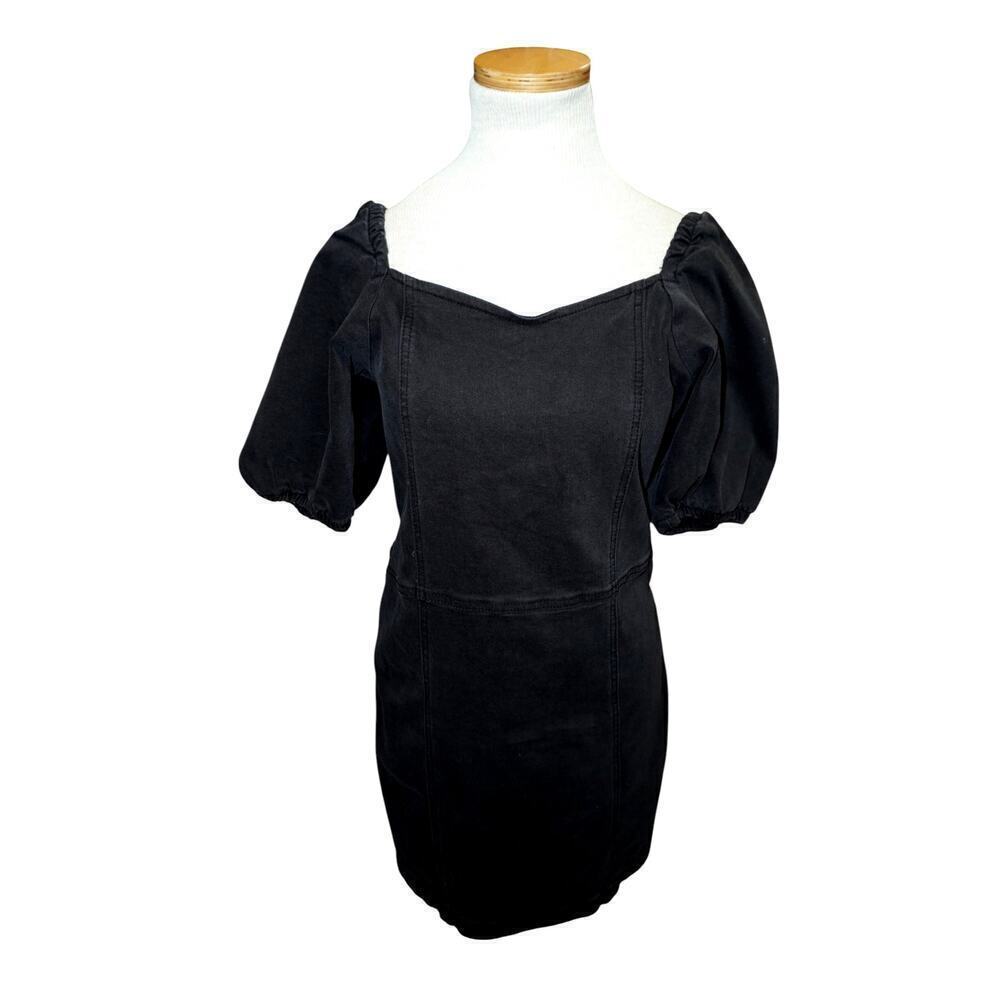Madden Girl Black Puff Sleeve Mini Dress – Sweetheart Neckline – Size L